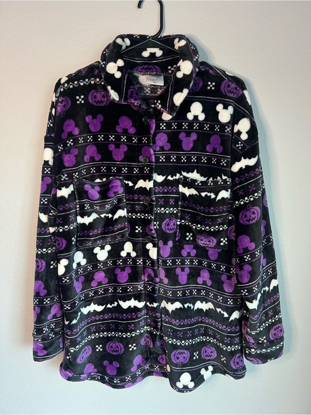 Disney Mickey Mouse Halloween Fuzzy Fleece Button-down Shacket, XXL